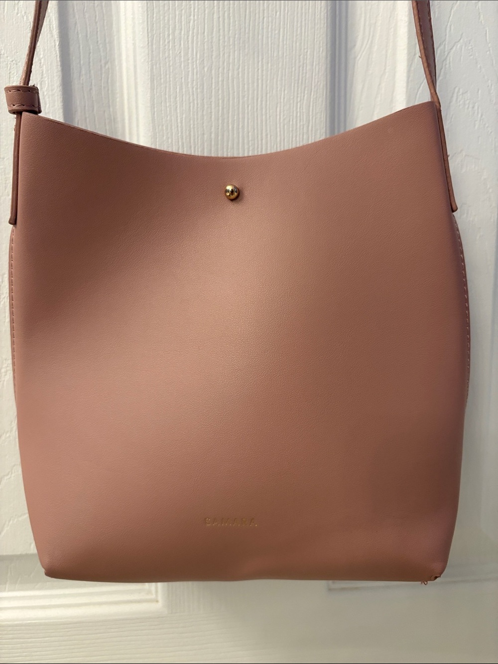 Samara Pink Women's Shoulder Bucket  Bag Vegan Leather Style: Peony